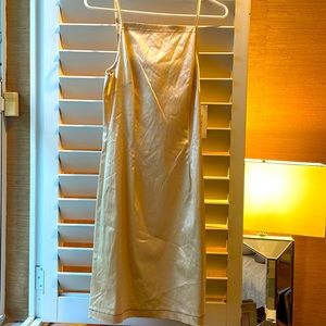 Byblos blu light gold stretch dress. Sz 44 NWT